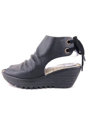 Fly London Yame Peep-toe Wedge Shoes EUR 37